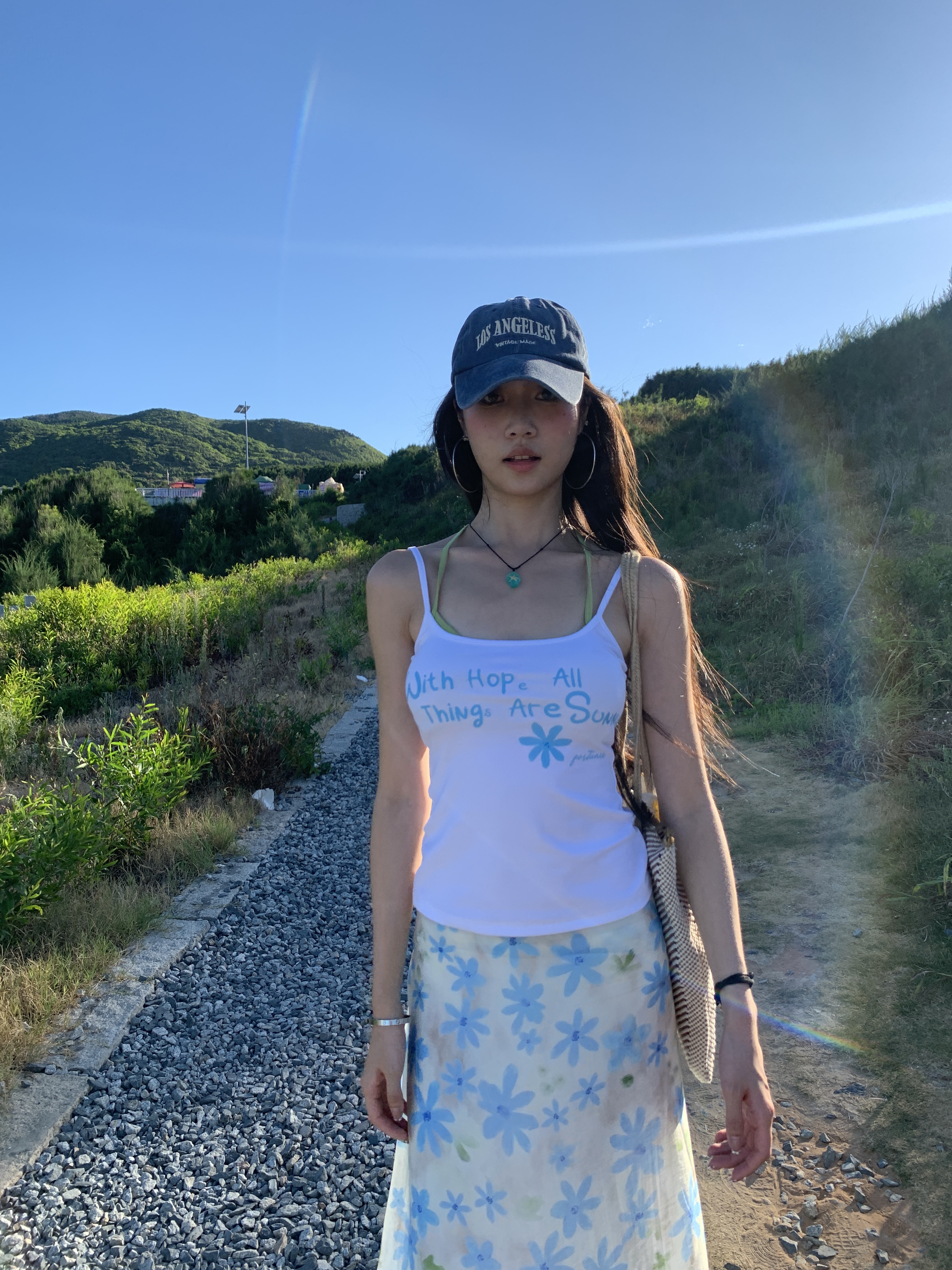 Sexy floral print spaghetti strap top