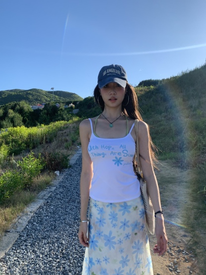 Sexy floral print spaghetti strap top