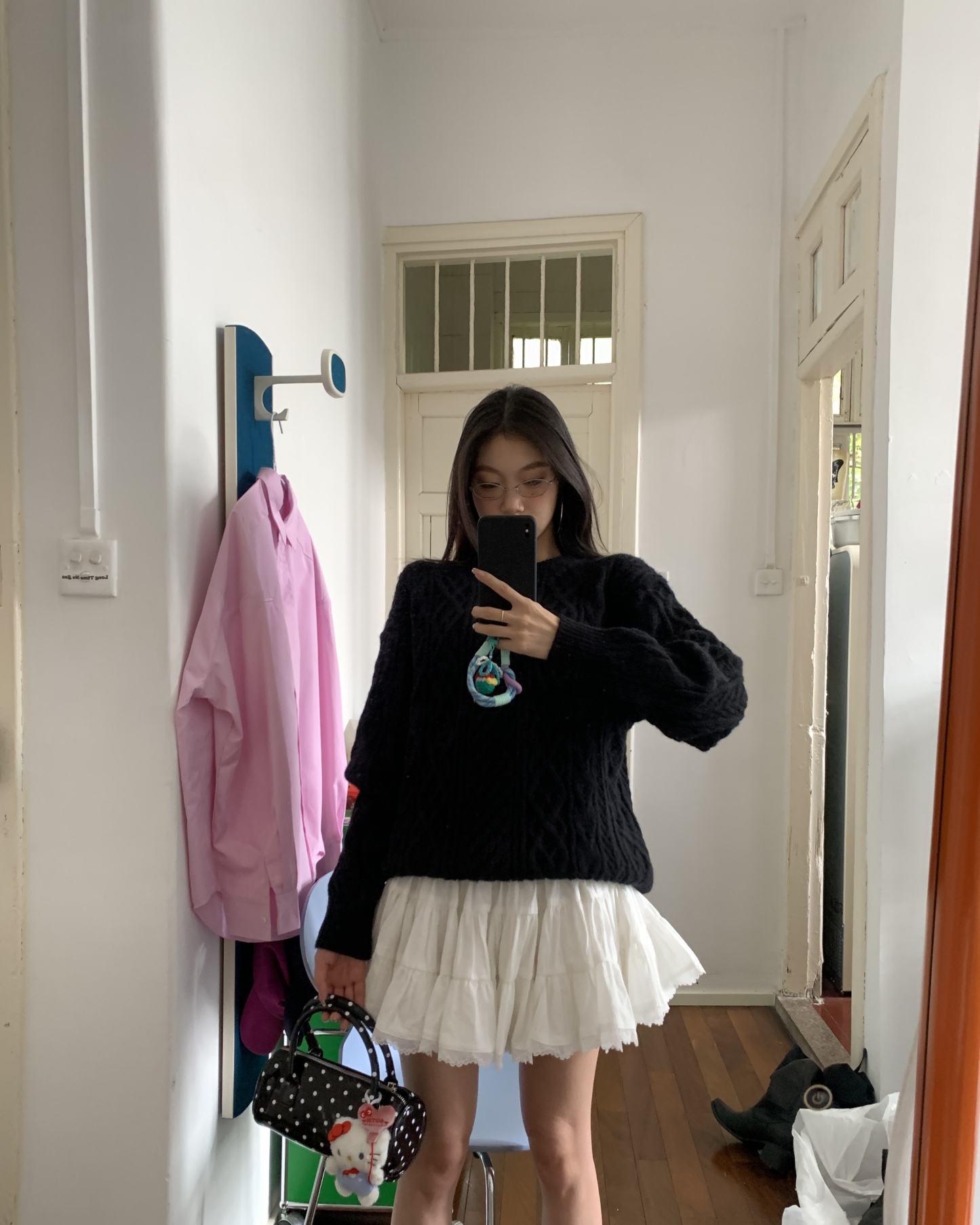 Women's knitted sweater with spiral pattern