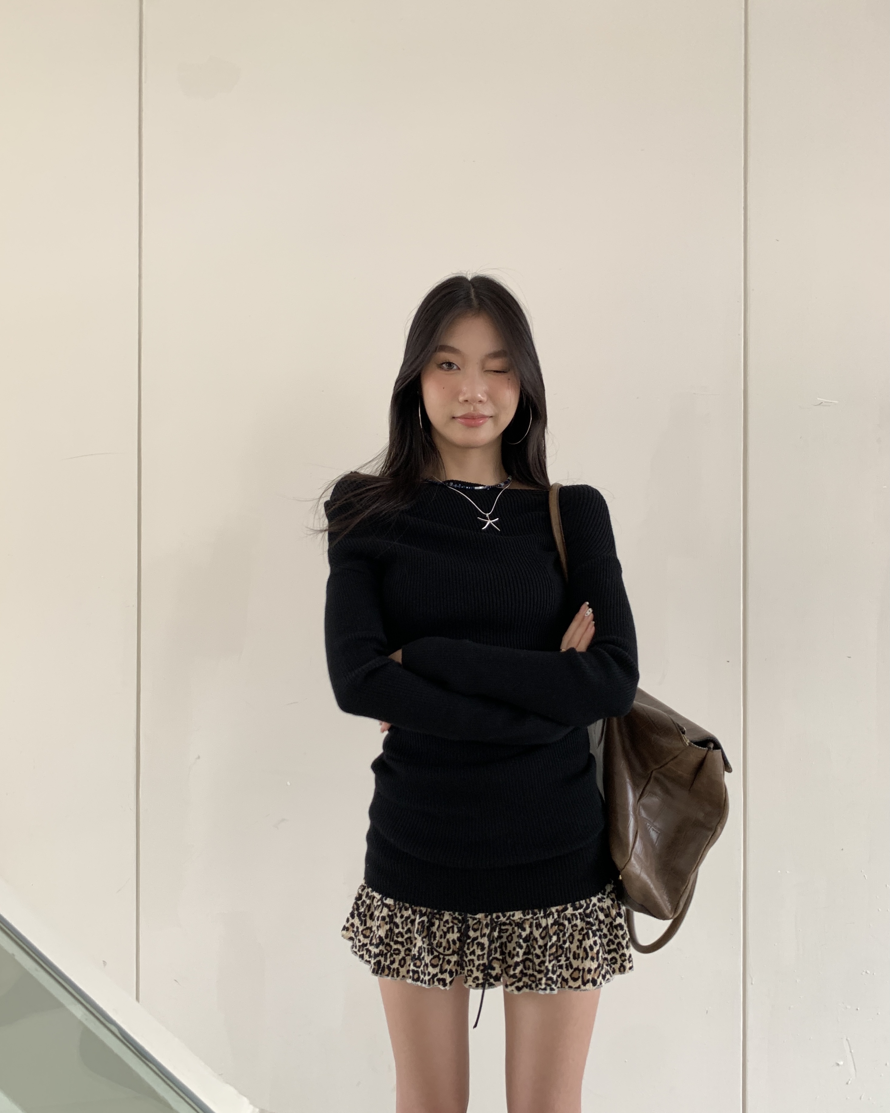 Leopard print mini skirt