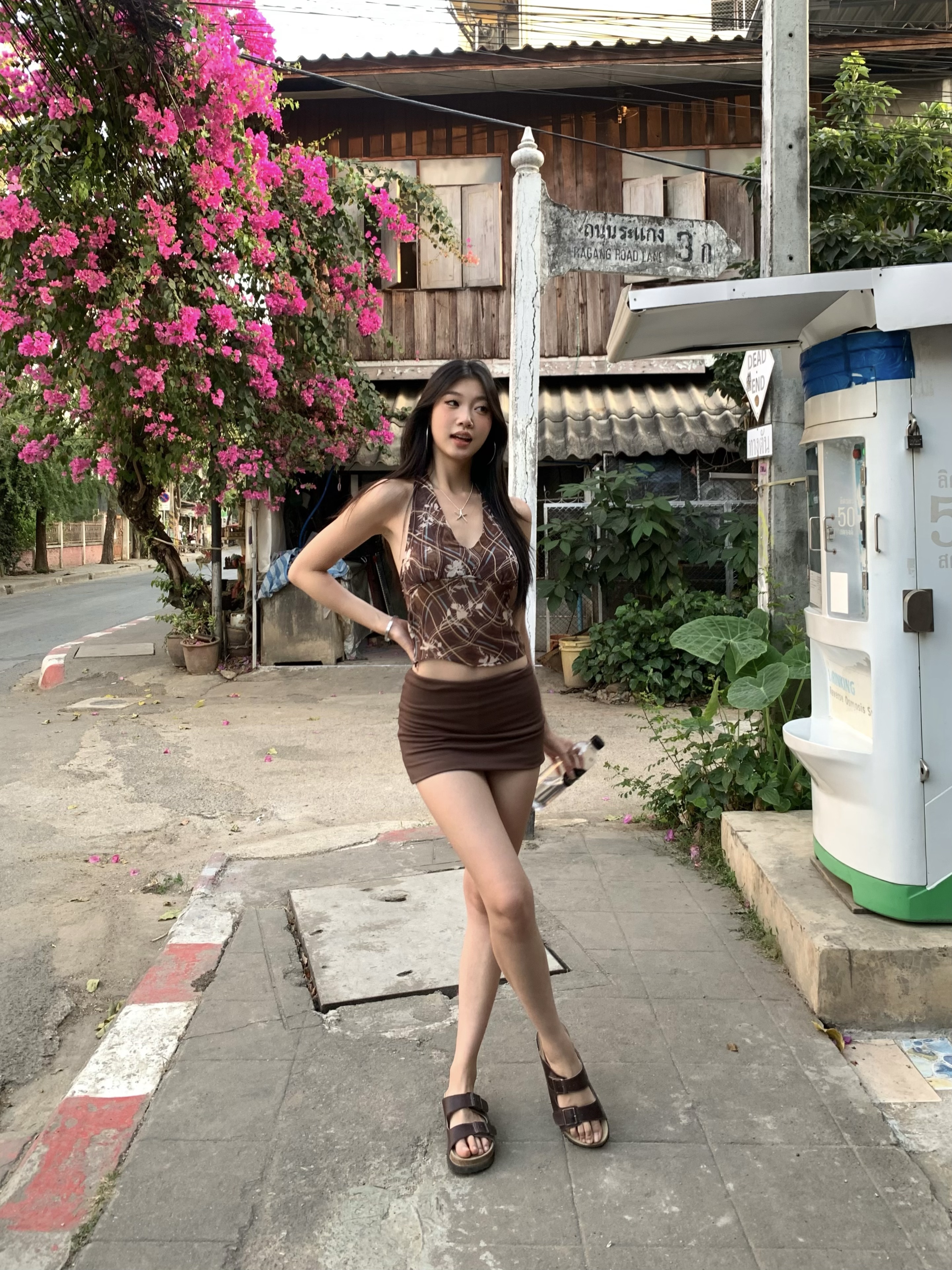 Sexy cafe color low waist slim fit skirt