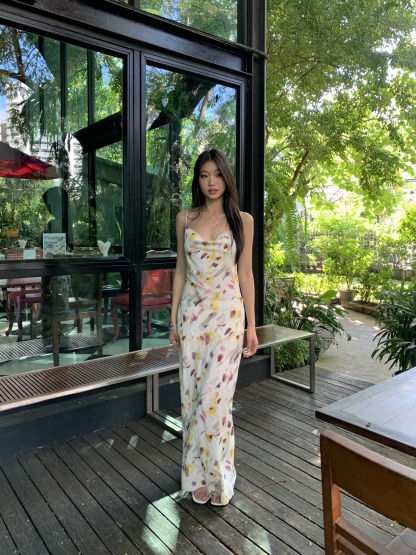 Backless strapless dress, gradient pattern, fishtail dress, comfortable to wear for summer