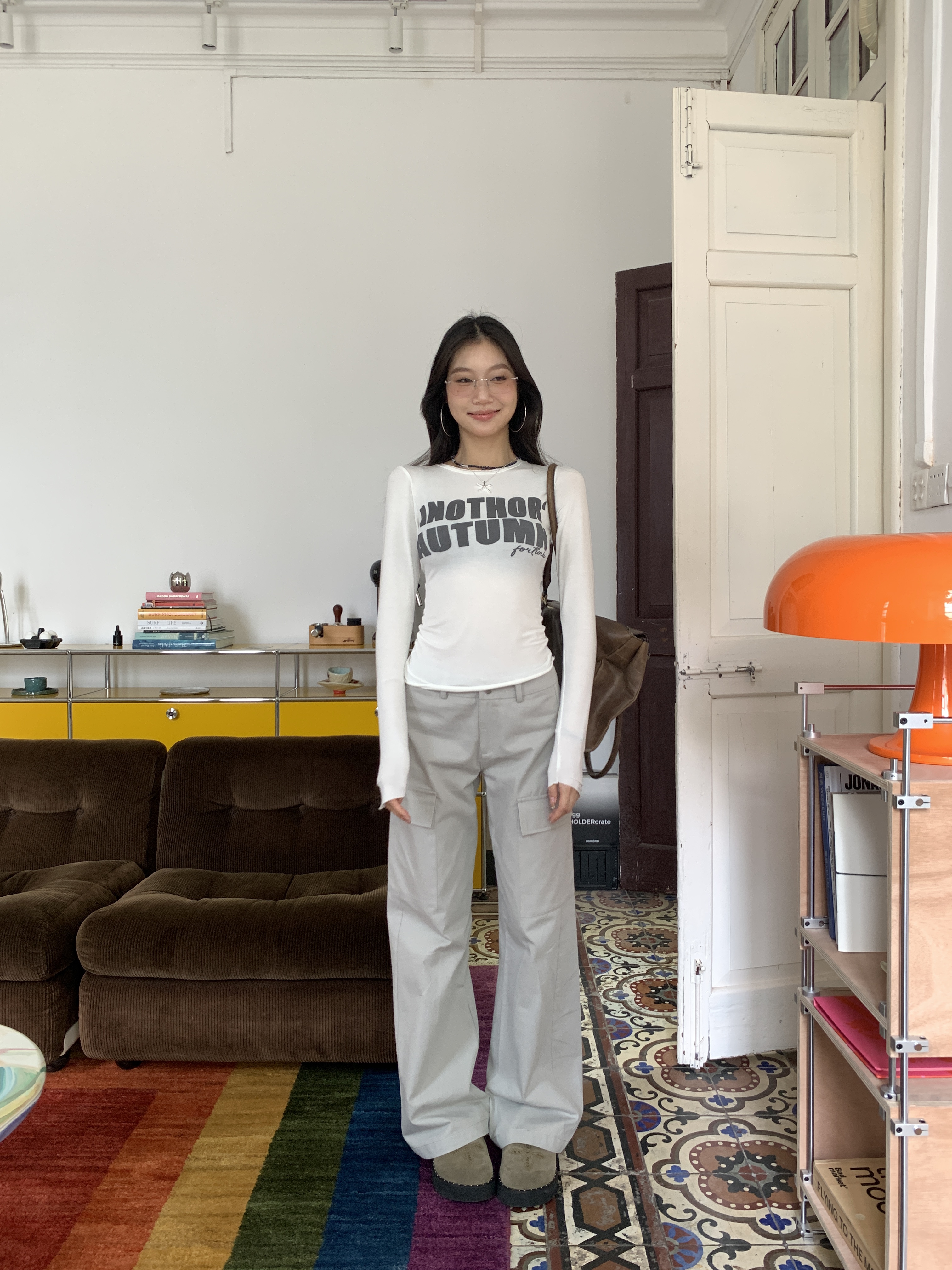 Vintage style low waist straight pants
