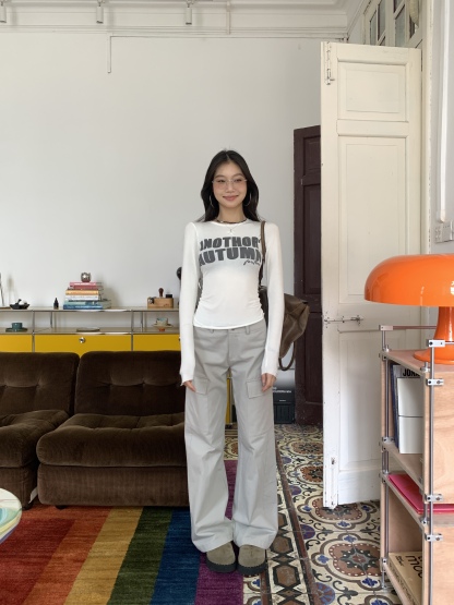 Vintage style low waist straight pants