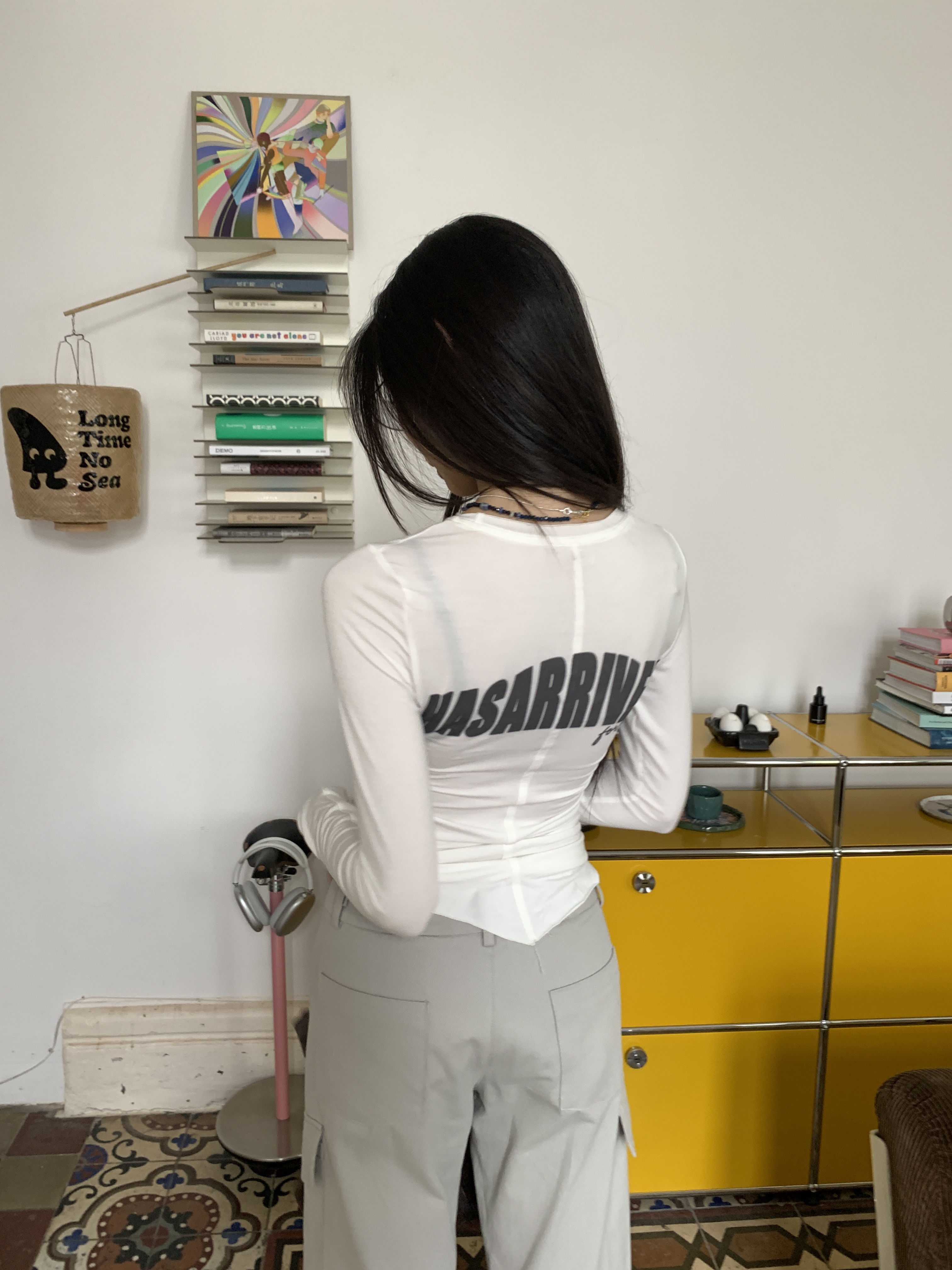 White slim fit long sleeve t-shirt