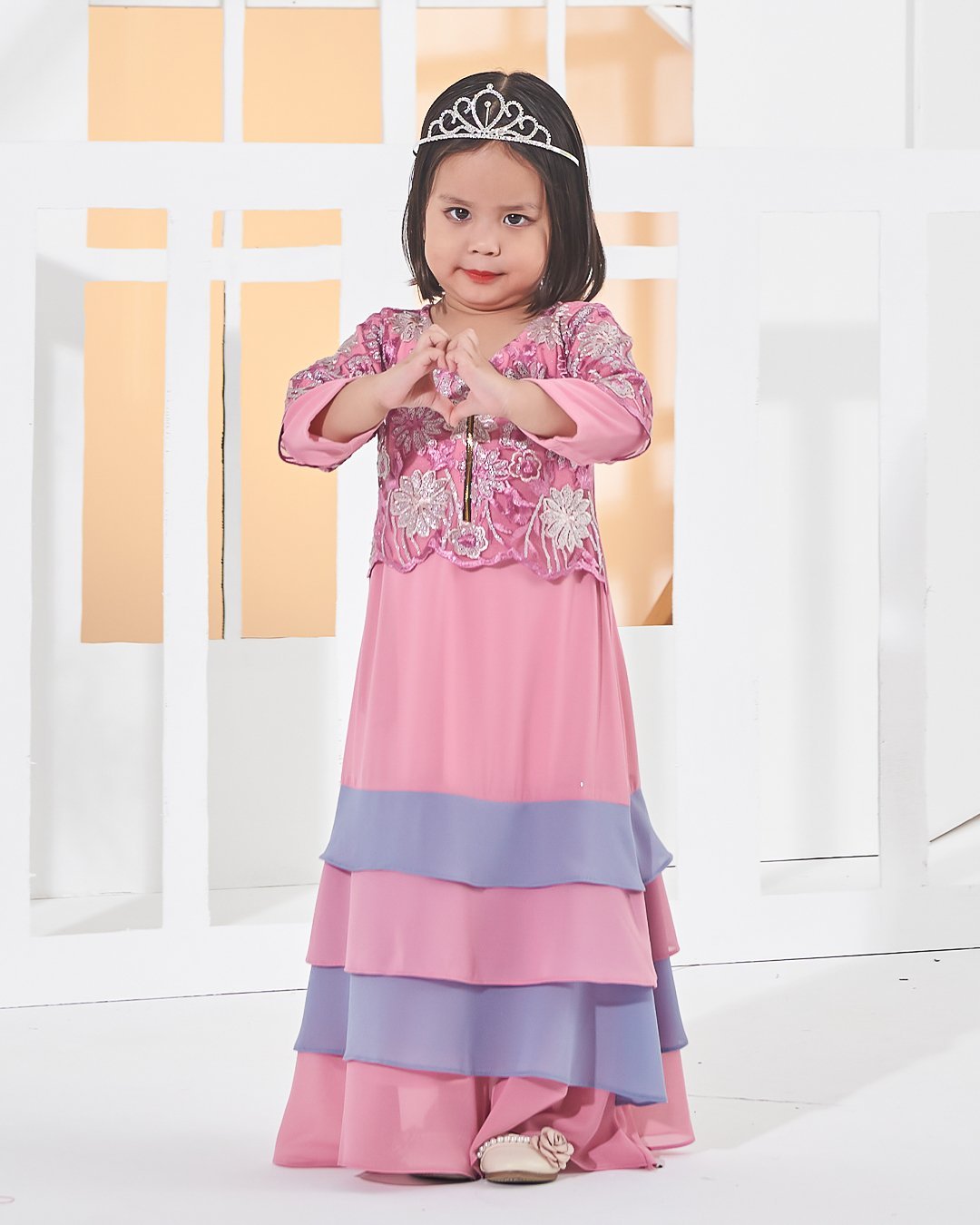 Abaya Lace Afiyah Kids - Smoothies Pink