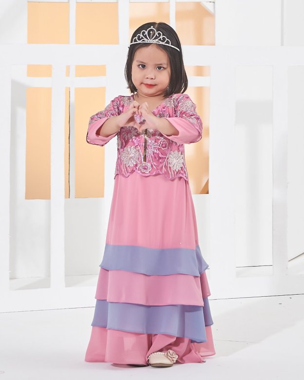 Abaya Lace Afiyah Kids - Smoothies Pink