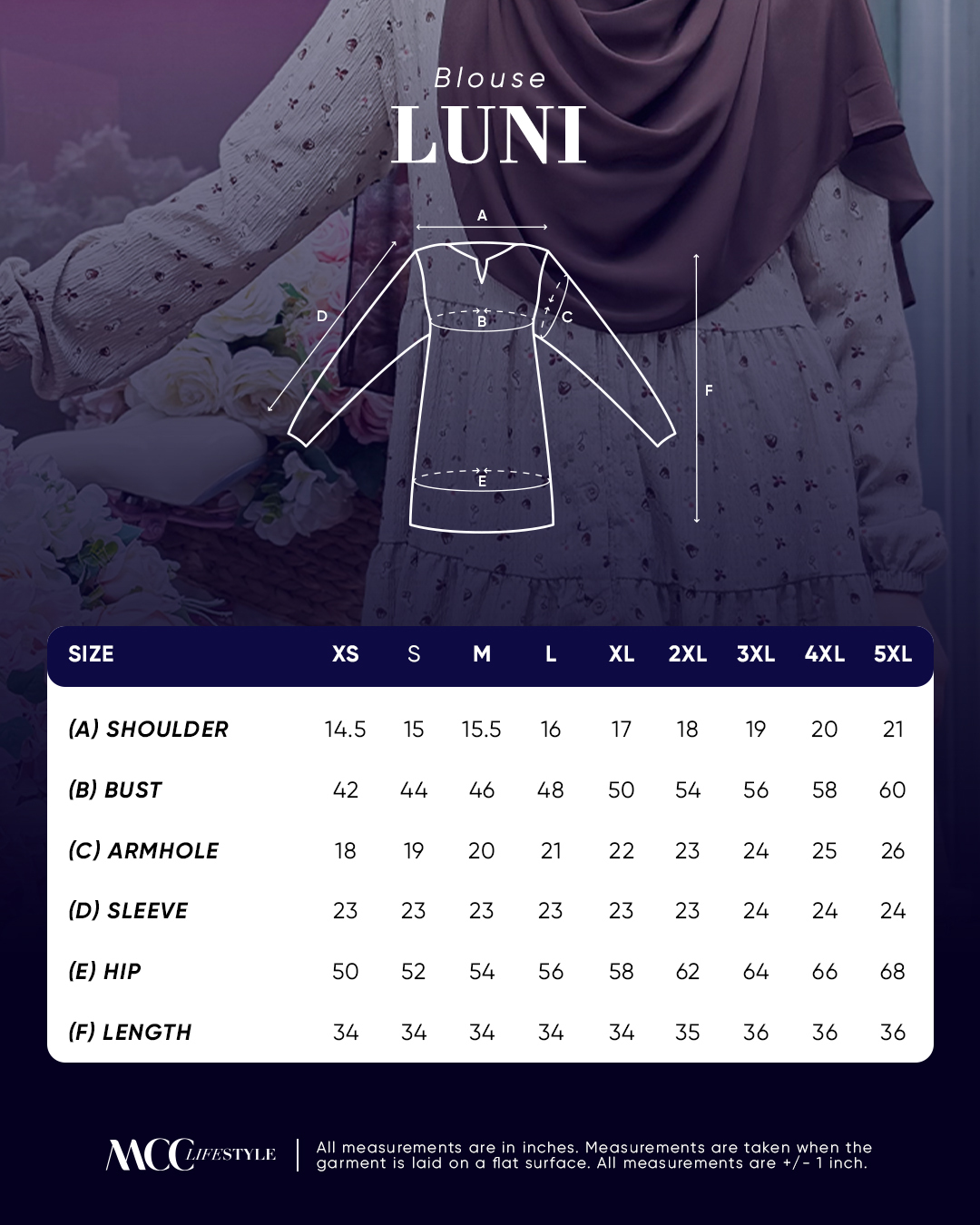 Blouse Luni Flower Rosa Series