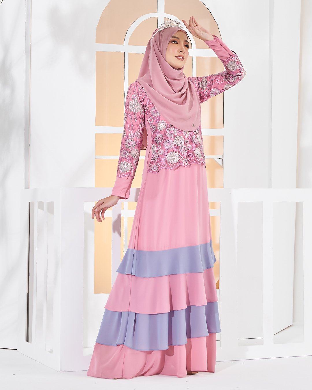Abaya Lace Afiyah - Smoothies Pink