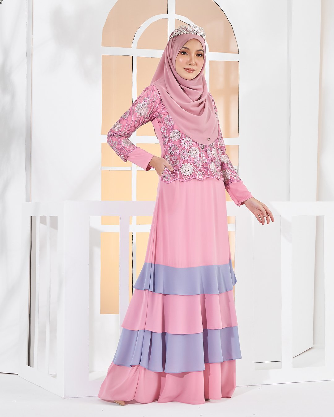 Abaya Lace Afiyah - Smoothies Pink