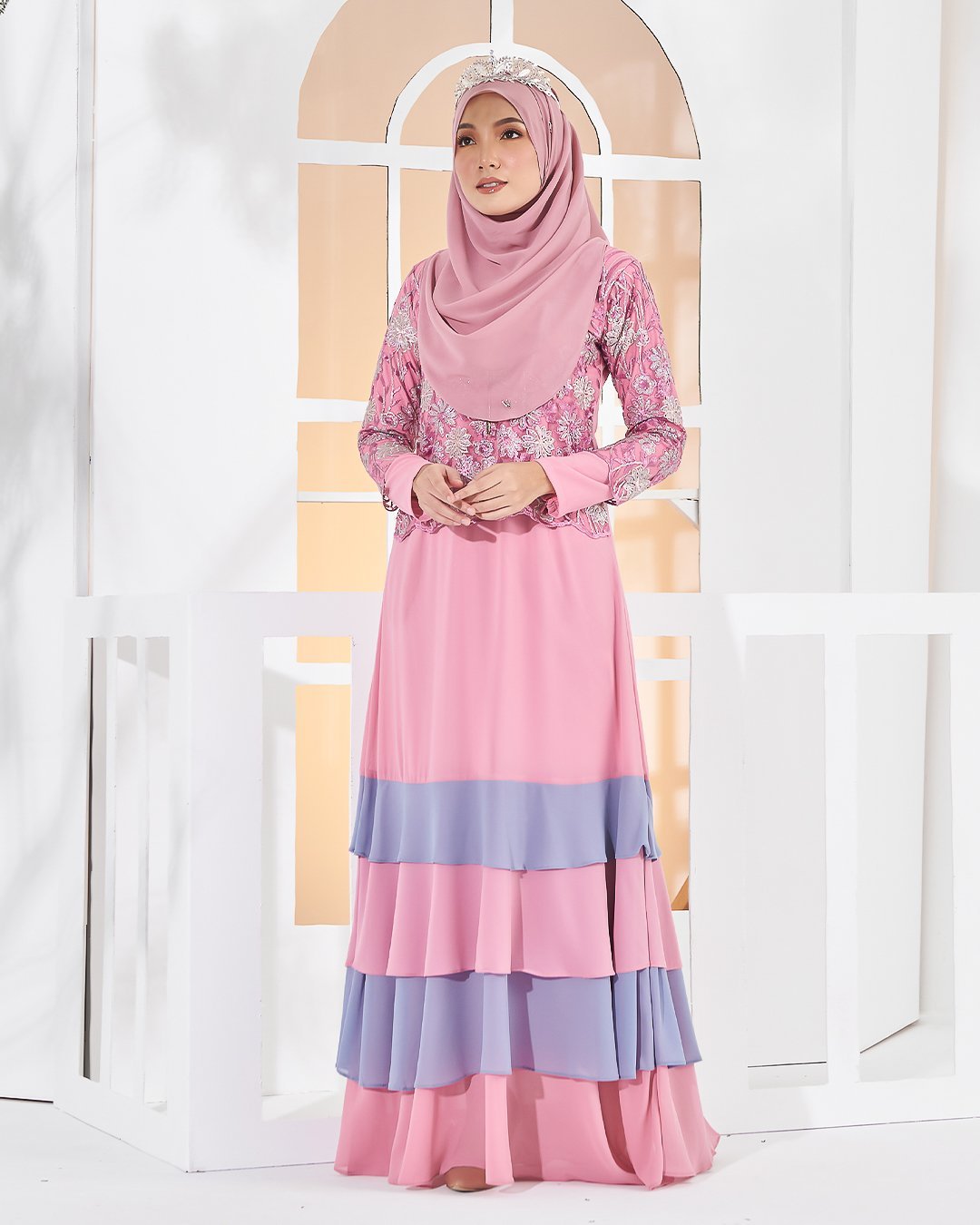 Abaya Lace Afiyah - Smoothies Pink
