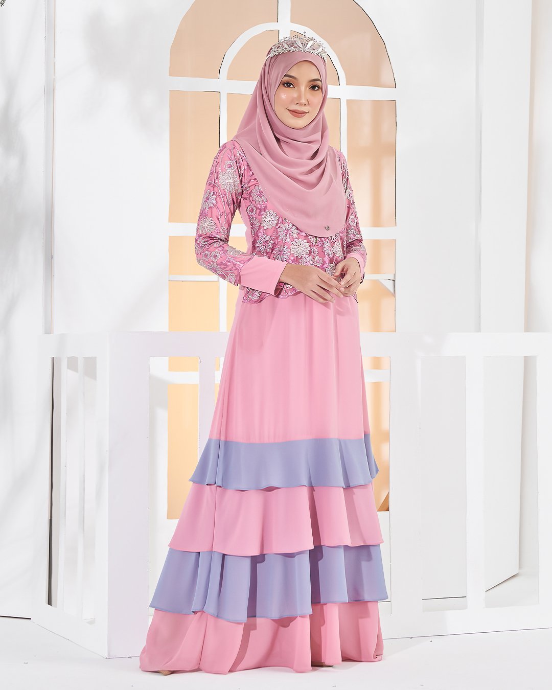 Abaya Lace Afiyah - Smoothies Pink