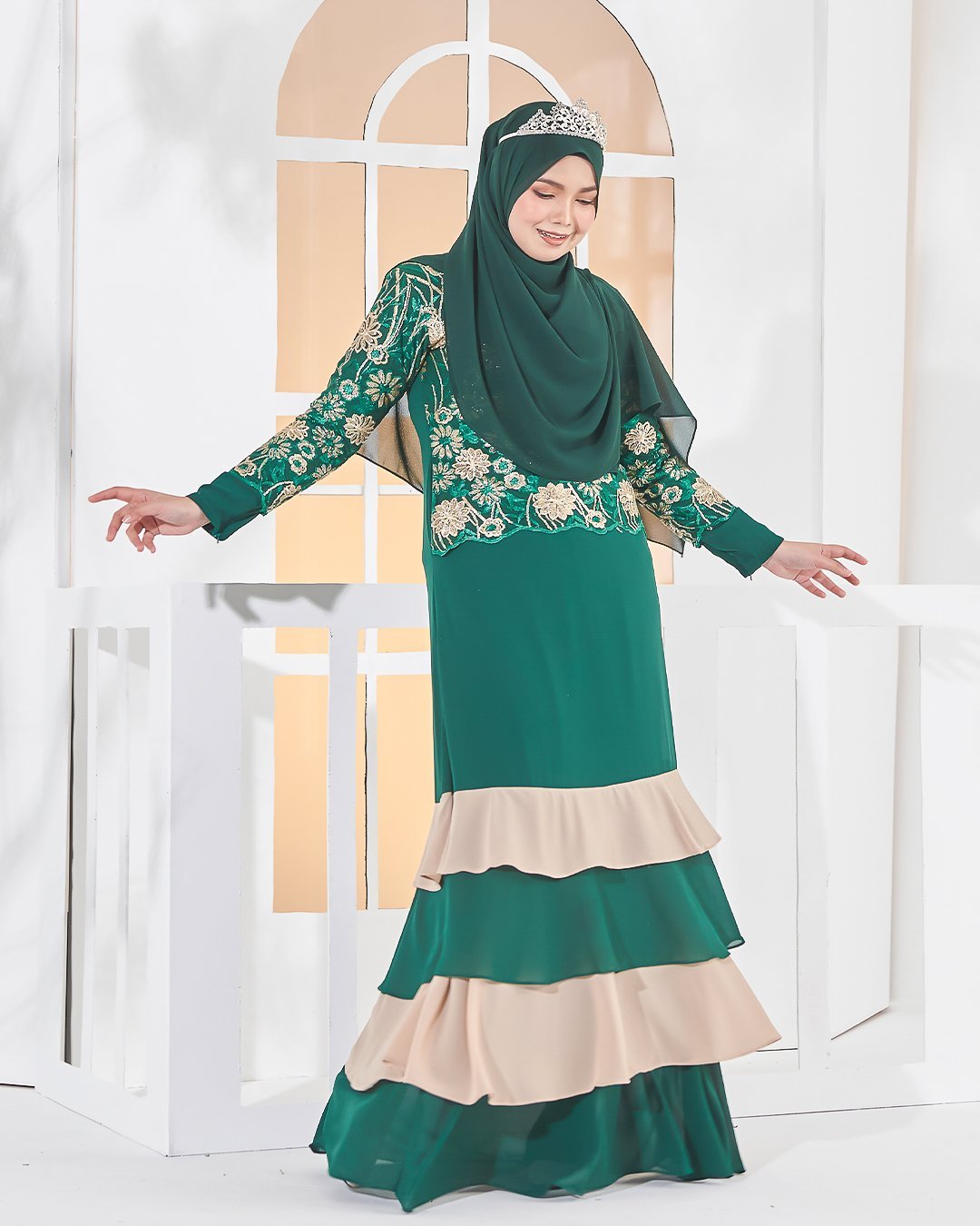 Abaya Lace Afiyah - Zamrud Green