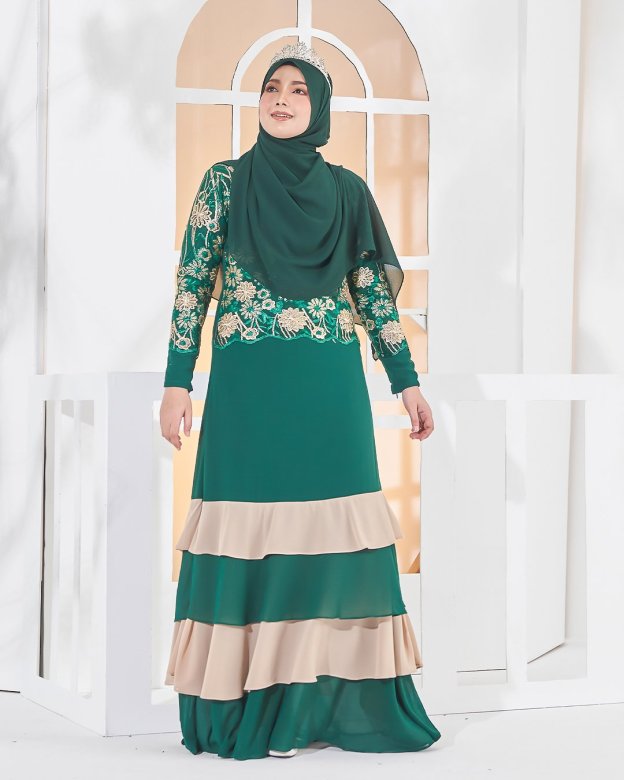 Abaya Lace Afiyah - Zamrud Green