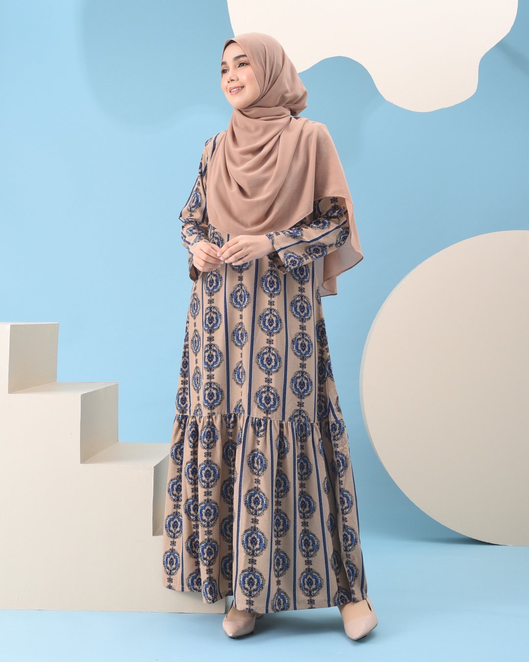Abaya Ruffle Adalina - Creamy Brown