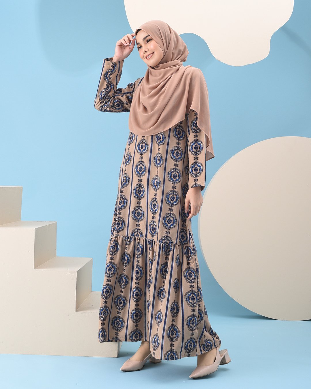 Abaya Ruffle Adalina - Creamy Brown