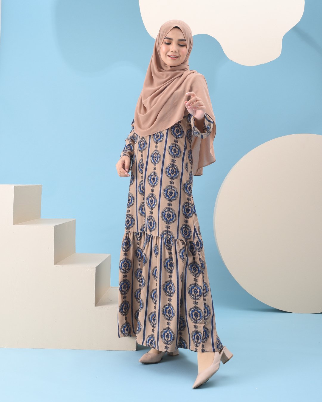 Abaya Ruffle Adalina - Creamy Brown