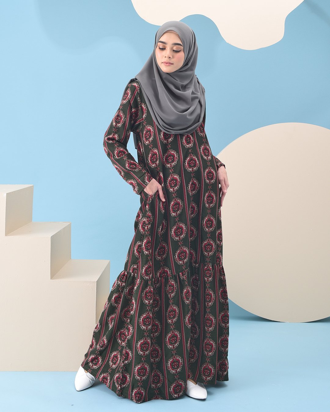 Abaya Ruffle Adalina - Leaf Green