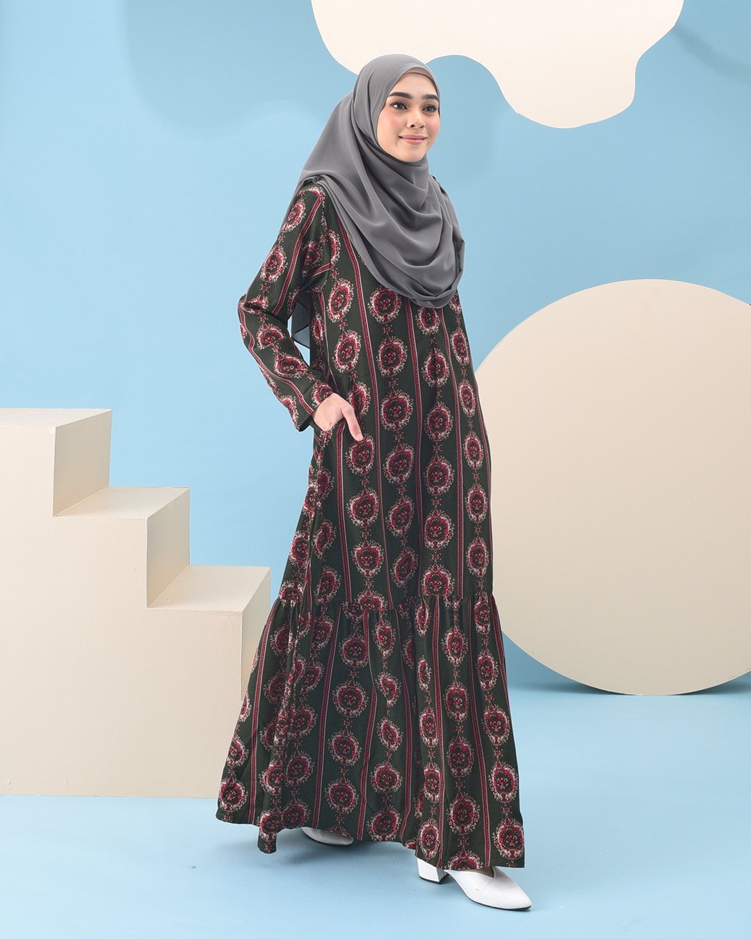 Abaya Ruffle Adalina - Leaf Green