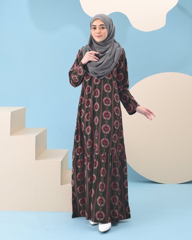 Abaya Ruffle Adalina - Leaf Green