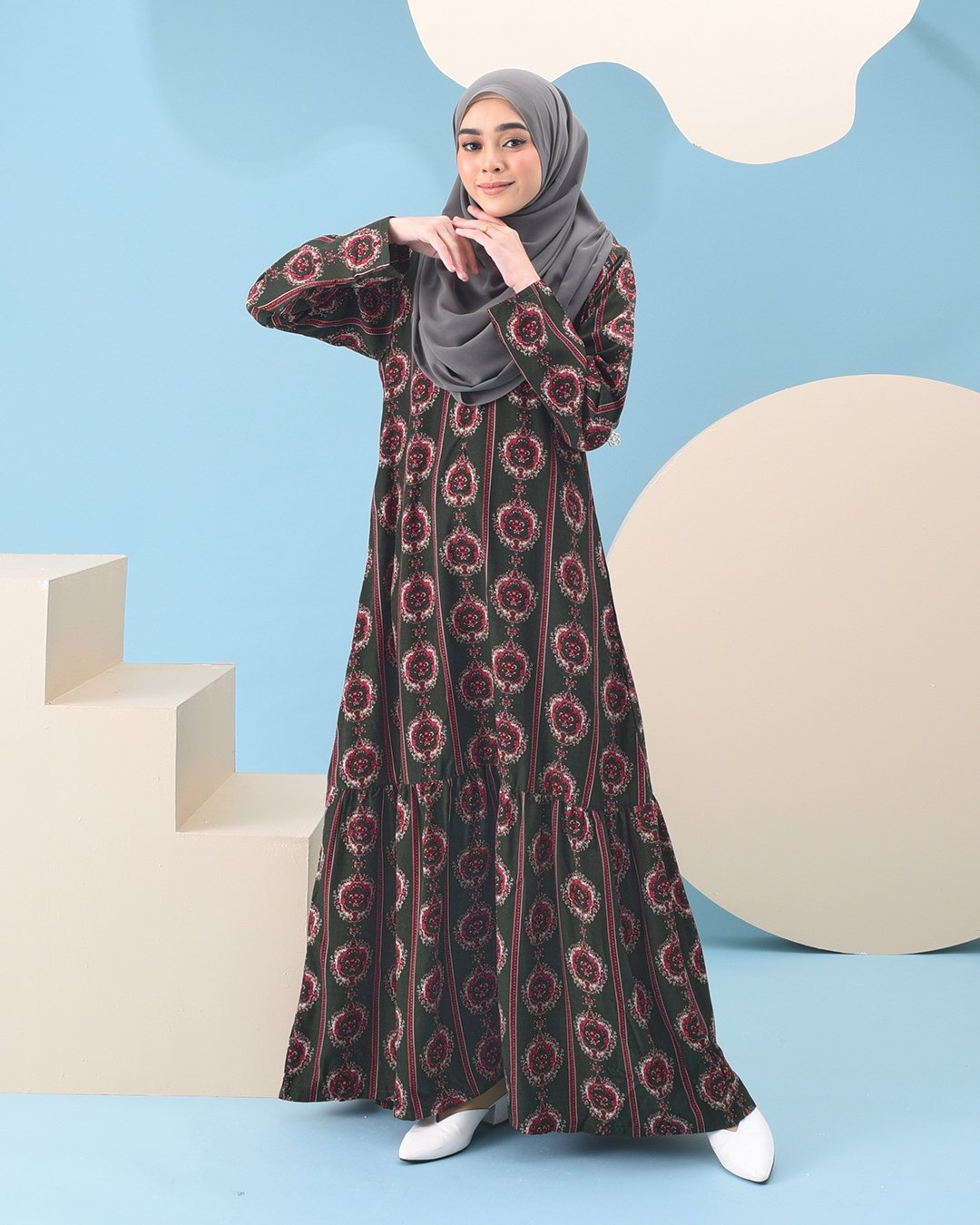 Abaya Ruffle Adalina - Leaf Green