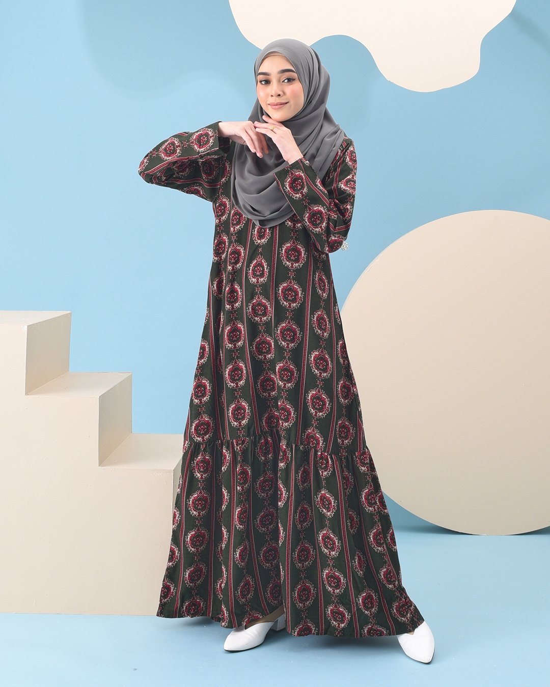 Abaya Ruffle Adalina - Leaf Green