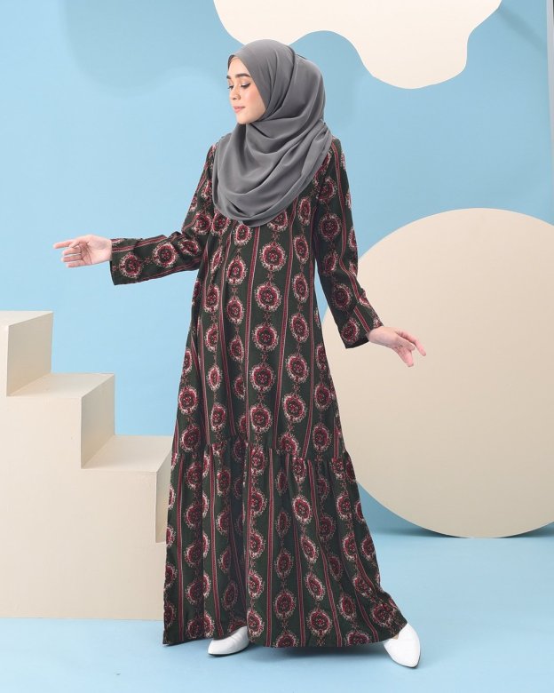 Abaya Ruffle Adalina - Leaf Green