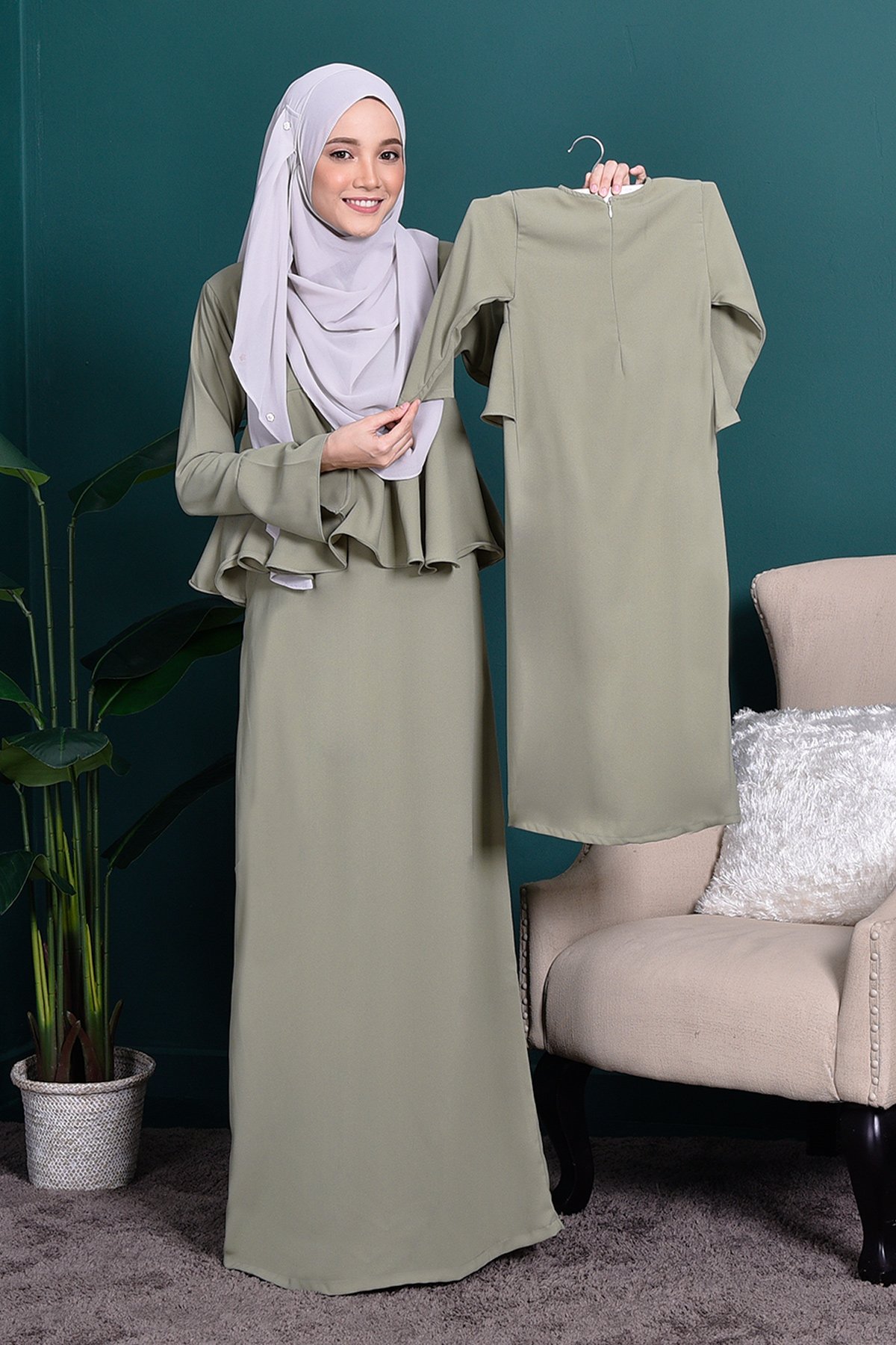 Abaya Alifa II Kids - Olive Green