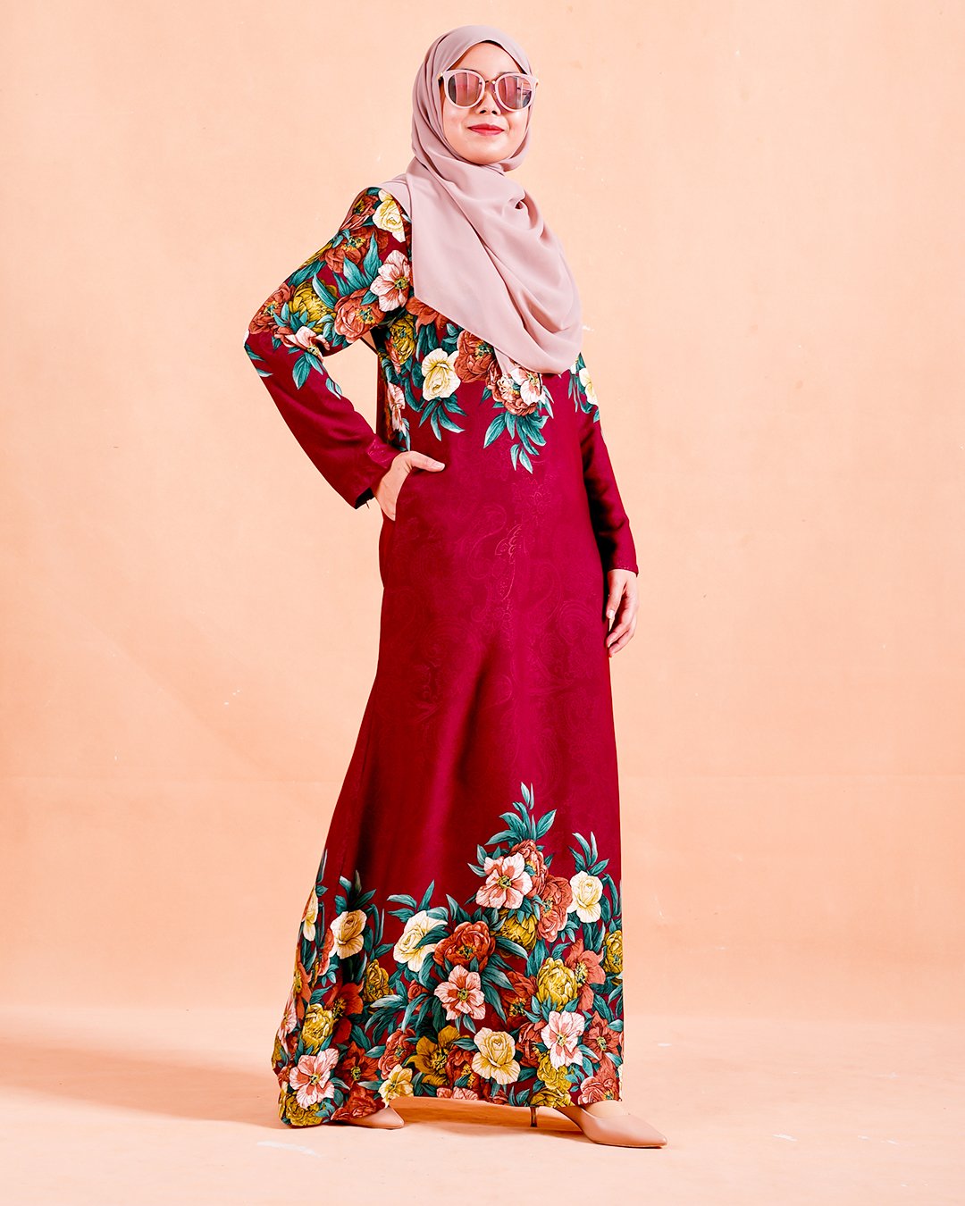 Abaya Alwarda - Swivel Maroon