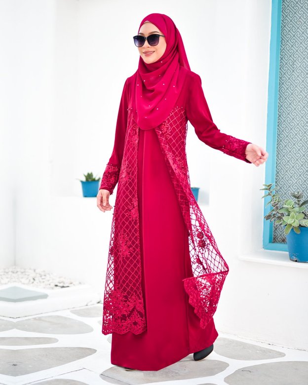 Abaya Lace Aminah - Scarlet Red