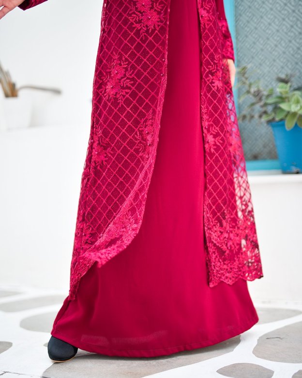 Abaya Lace Aminah - Scarlet Red