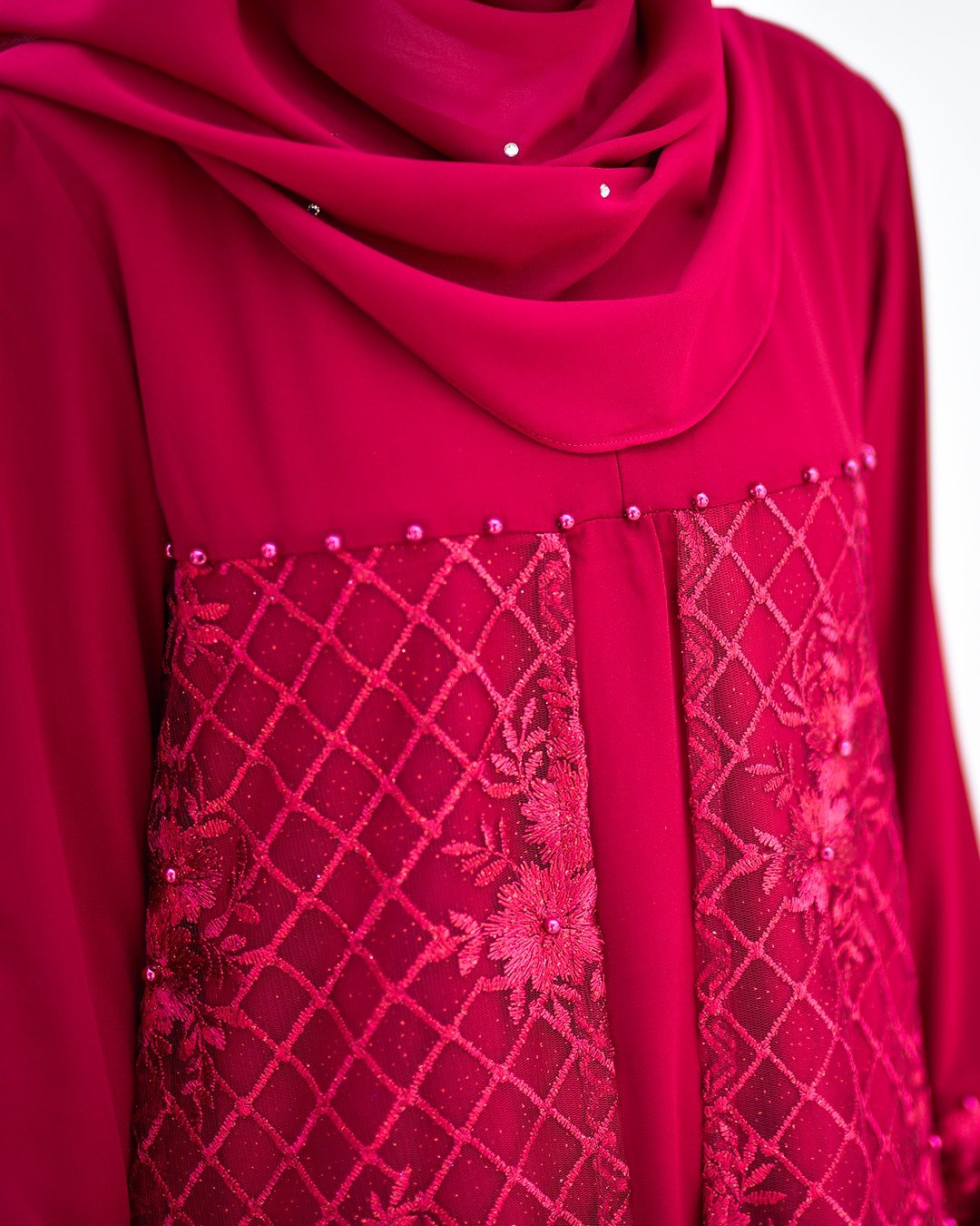 Abaya Lace Aminah - Scarlet Red