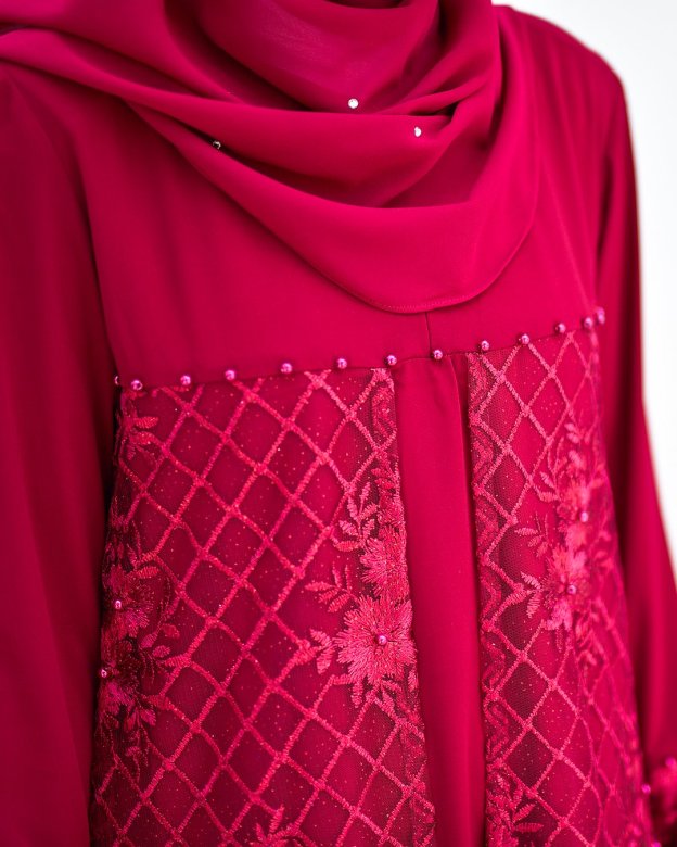 Abaya Lace Aminah - Scarlet Red