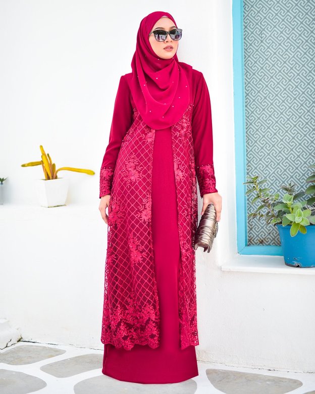 Abaya Lace Aminah - Scarlet Red