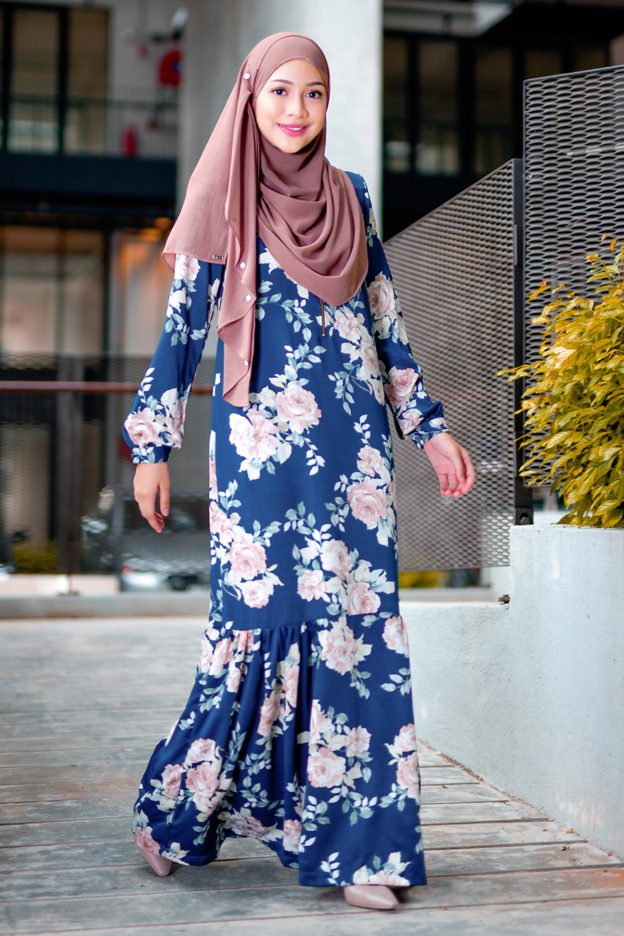 Abaya Ruffle Amy - Navy Blue