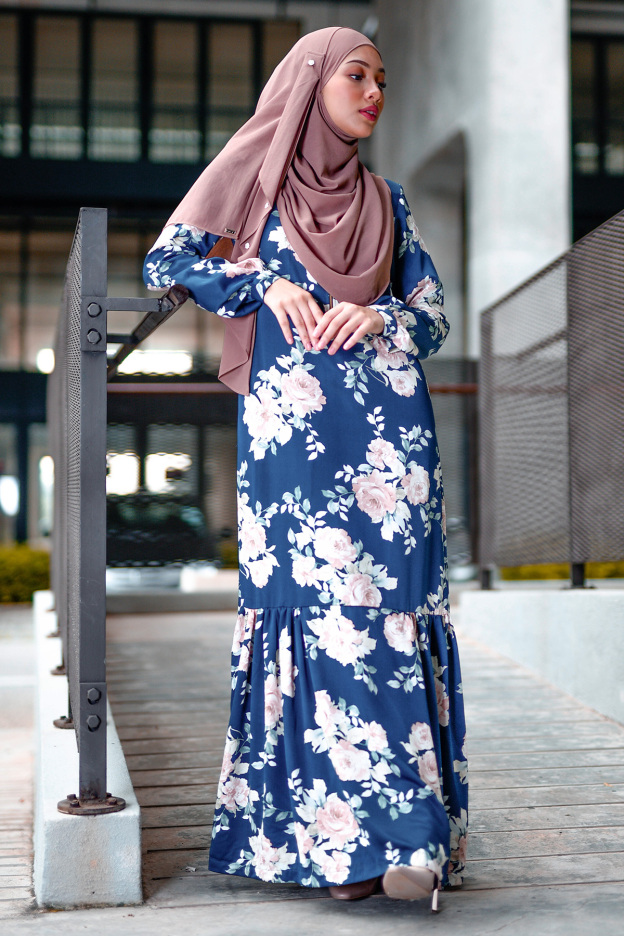Abaya Ruffle Amy - Navy Blue
