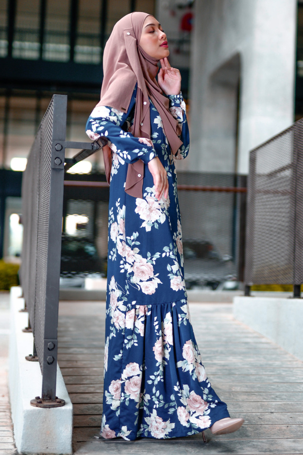 Abaya Ruffle Amy - Navy Blue