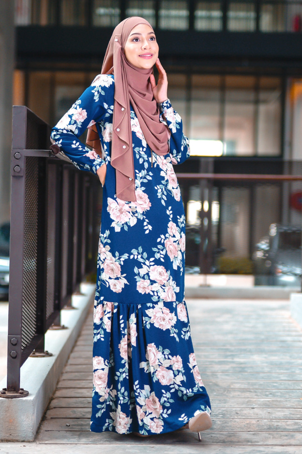Abaya Ruffle Amy - Navy Blue