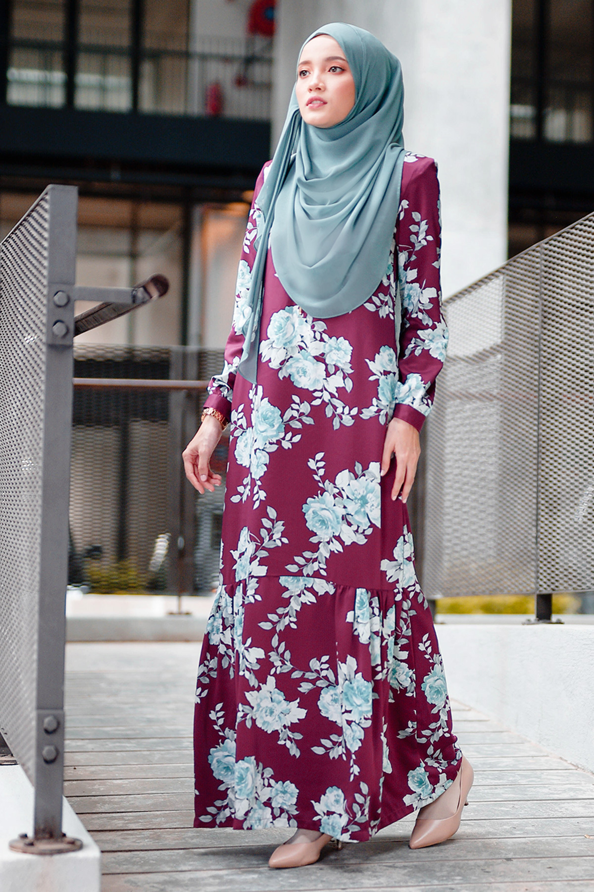 Abaya Ruffle Amy - Plum Purple