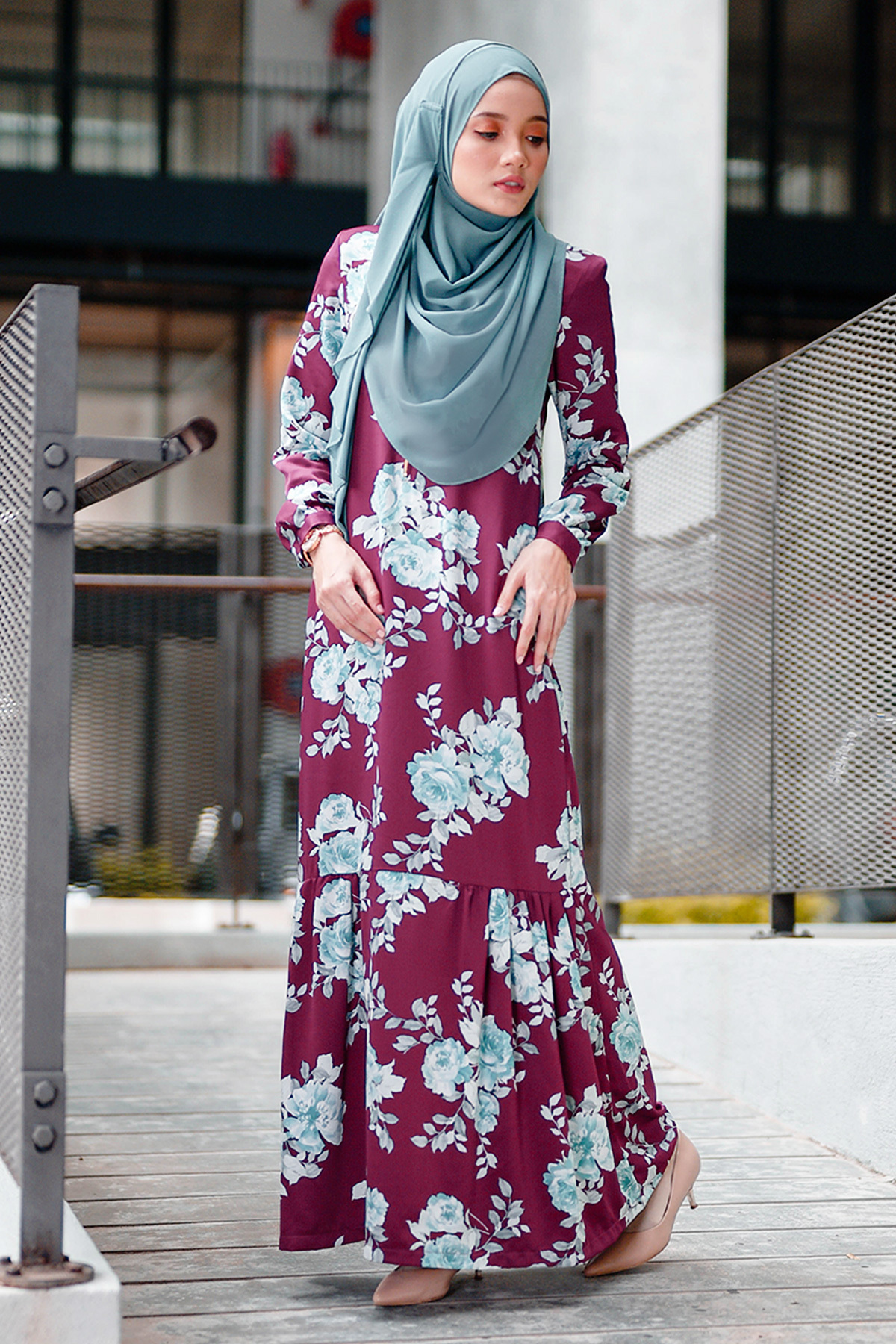 Abaya Ruffle Amy - Plum Purple