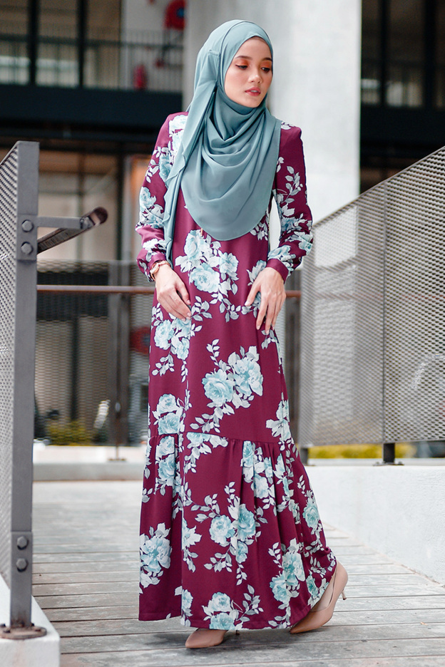 Abaya Ruffle Amy - Plum Purple