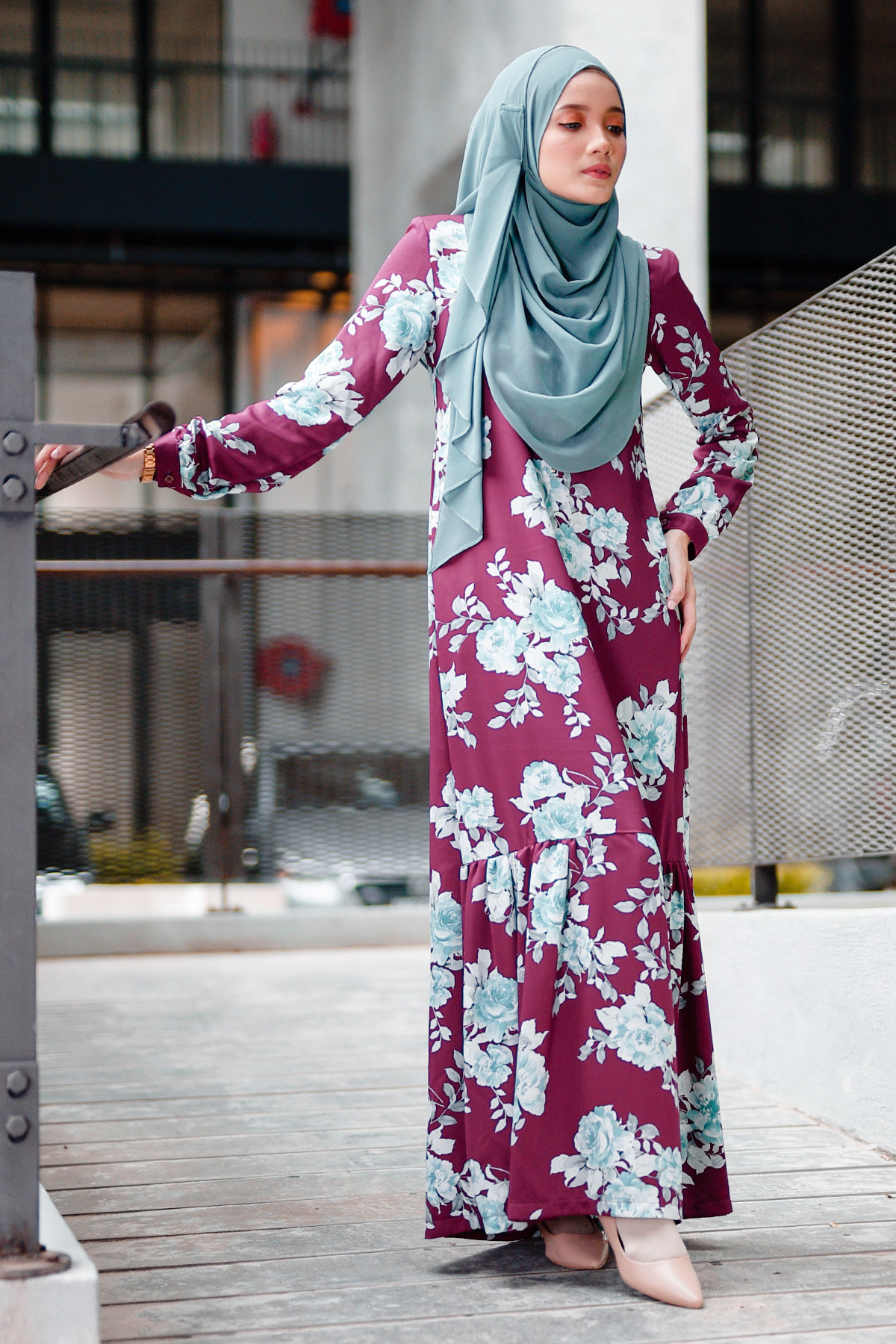 Abaya Ruffle Amy - Plum Purple
