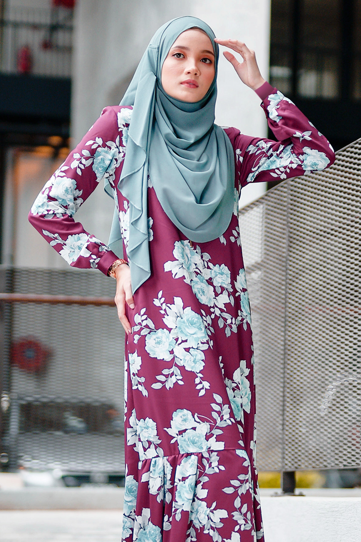 Abaya Ruffle Amy - Plum Purple