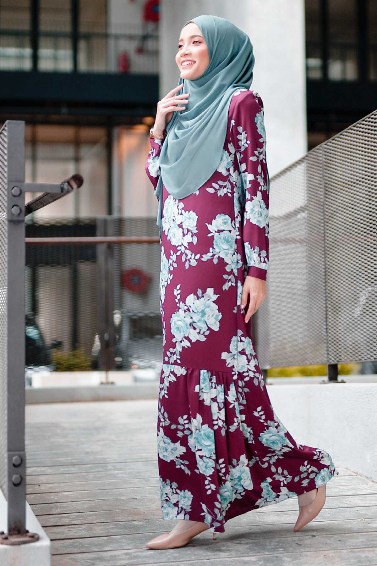 Abaya Ruffle Amy - Plum Purple