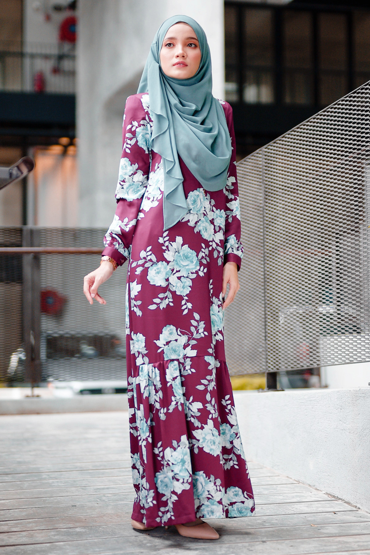 Abaya Ruffle Amy - Plum Purple