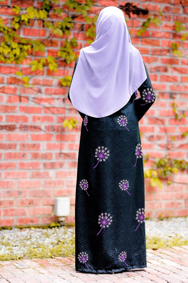 Abaya Embroidery Hanami - Purple