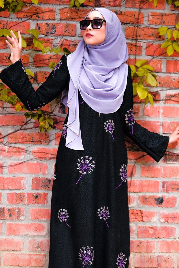 Abaya Embroidery Hanami - Purple