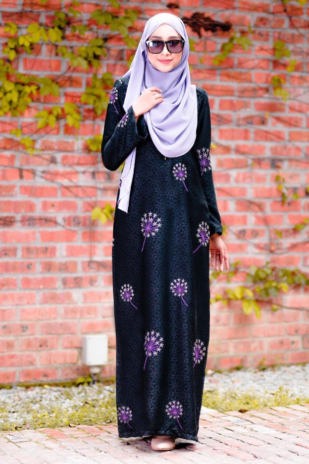 Abaya Embroidery Hanami - Purple