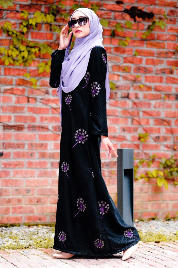 Abaya Embroidery Hanami - Purple