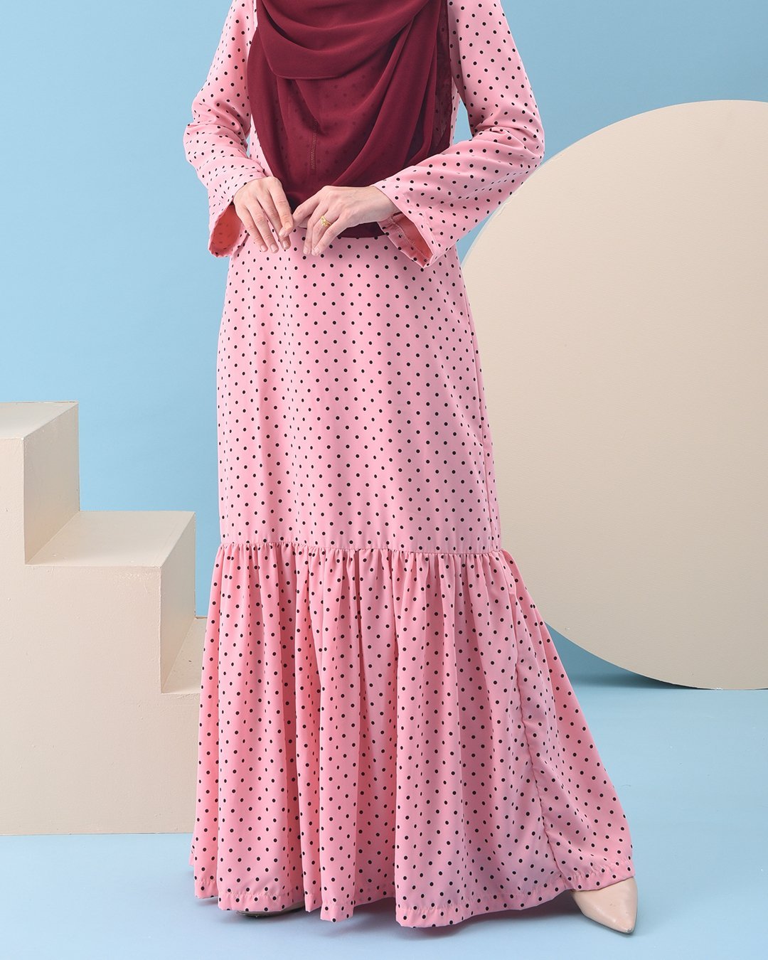 Abaya Ruffle Anita - Baby Pink